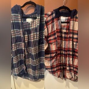 American Eagle hooded flannels button-down